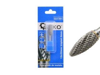 GEKO Frez-pilnik do metalu z węglika wolframu 12x32mm trzpień 6mm (200) G37501