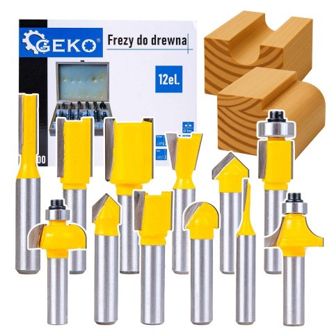 GEKO Frezy kształtowe do drewna 12 el./8mm/ GEKO(20) G01200