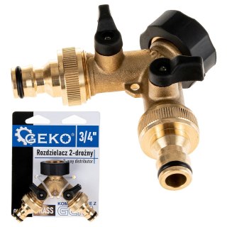 GEKO Rozdzielacz 2-drożny na kran GW3/4" x 2 GZ3/4" z zaworami i szybkozłączami (10/60) G70157