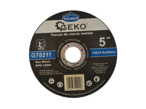 GEKO Tarcza do cięcia metalu GEKO PREMIUM 125x1.0 Inox(10/100/400) G78211