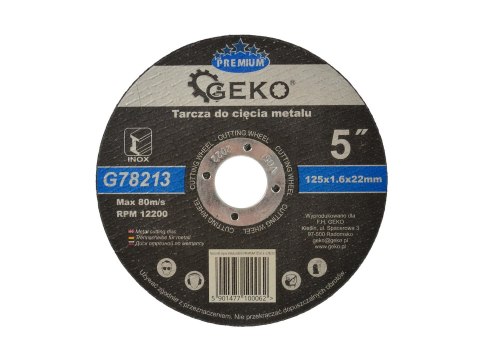 GEKO Tarcza do cięcia metalu GEKO PREMIUM 125x1.6 Inox (10/100/200/400) G78213