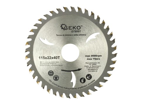 GEKO Tarcza do drewna 115x22x40T(otwory)(200) G78001