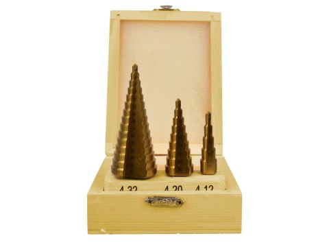 GEKO Zestaw wierteł stożkowych HSS TiN 3el.(4-12,4-20,4-32)(20) G38502