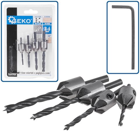 GEKO Zestaw wierteł z pogłębiaczem 5el.(25/100) G64984