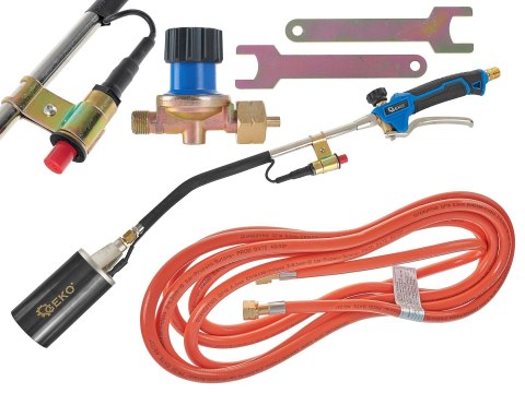 GEKO Dekarski palnik gazowy 60mm PROFI (70cm + wąż 5m + reduktor) (5) G20013