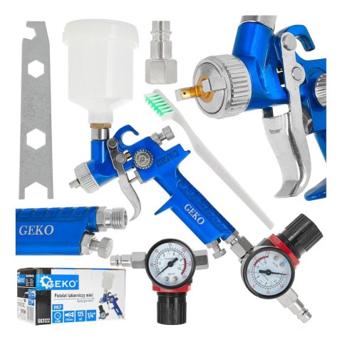 GEKO Pistolet lakier. HVLP mini 125ml 0,8mm, plastyk. zb. z regulatorem ciśnienia 1/4" (20) G03122