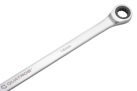 Quatros Klucz oczkowy bardzo długi z grzechotką 90 zębów 14mm 374mm QS50465A-14