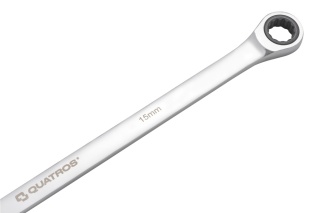 Quatros Klucz oczkowy bardzo długi z grzechotką 90 zębów 15mm 374mm QS50465A-15