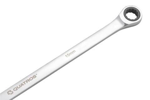 Quatros Klucz oczkowy bardzo długi z grzechotką 90 zębów 15mm 374mm QS50465A-15