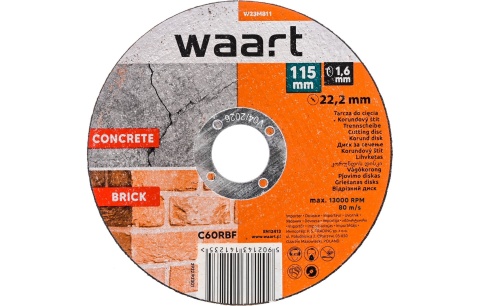 Waart Tarcza korundowa 115 x 1.6 x 22.2 mm, do betonu W23M811