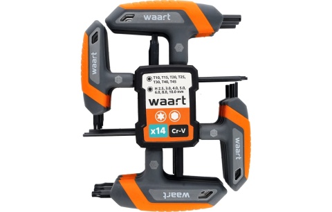 Waart Zestaw kluczy imbusowych 2.5-10 i Torx T10-T45 z rękojeścią T 14el. W32M614