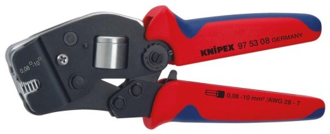 KNIPEX Szczypce do zagniatania tulejek kablowych 0,08-10mm, 190 mm, 97 53 08, KNIPEX