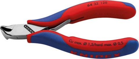 KNIPEX Szczypce tnące czołowe kątowe dla elektroników, 120 mm, 64 32 120, KNIPEX