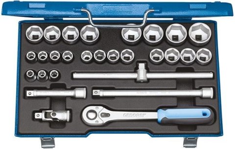 GEDORE Zestaw nasadek 1/2", 6-kątnych, 28-cz. 19VMU-10, GEDORE GEDORE Zestaw nasadek 1/2", 6-kątnych, 28-cz. 19VMU-10, GEDORE