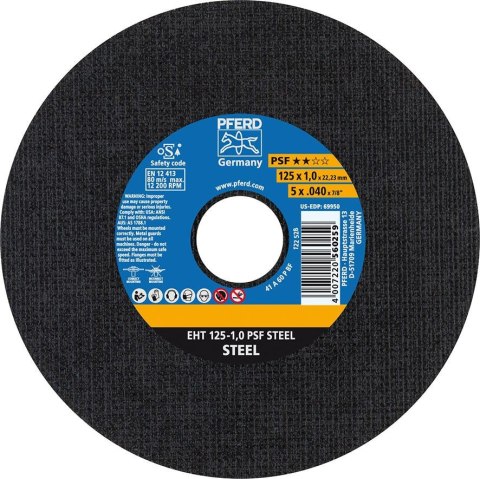 PFERD Tarcza do ciecia, prosta A46PPS 125x1,6mm PFERD