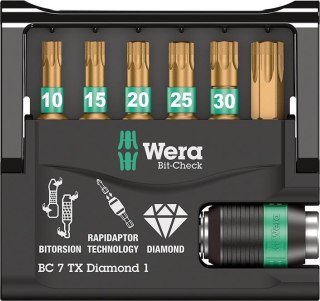 Wera Zestaw bitów Bit-Check 7 TX (TORX) Diamond 1 Wera