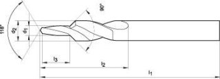 GÜHRING Wiertlo stopniowe krotkie HSS TiN, otwor pod gwint 90 M10 GÜHRING