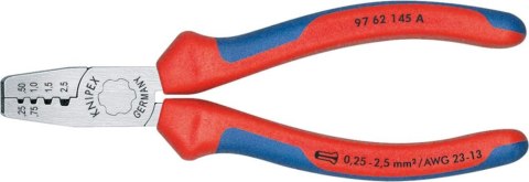 KNIPEX Szczypce do zagniatania tulejek kablowych, 145mm, 97 62 145 A, KNIPEX