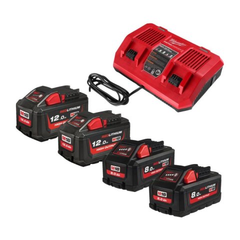 Milwaukee Akumulator M18hb12 x2 +m18hb8 x2 +ładowarka m18 dfc hnrgo2-824 4932492934