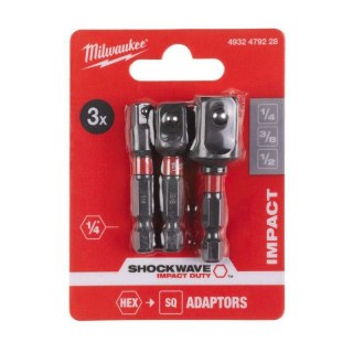 Milwaukee adapter do nasadek udarowych zestaw 3szt. 4932479228