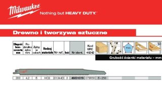 Milwaukee brzeszczot do piły szablastej 300mm hcs 3szt. Drewno 48001079