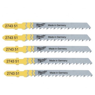 Milwaukee brzeszczot do wyrzynarki t101d 75mm komplet - 5szt. Do drewna, płyta, pcv, czyste cięcie 4932274351