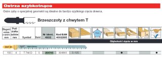 Milwaukee brzeszczot do wyrzynarki t744d 155mm komplet - 5szt. Do drewna szybkie cięcie 4932354745