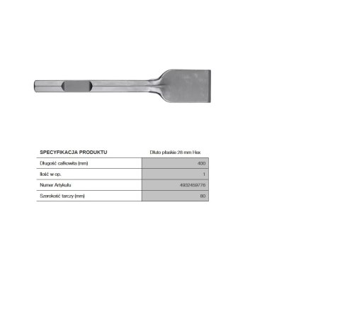 Milwaukee dłuto hex-28 80x400mm płaskie 4932459776