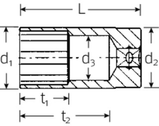 STAHLWILLE Nasadka 3/8" rozmiar 1", 12-kątna, długa STAHLWILLE