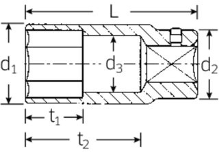 STAHLWILLE Nasadka 3/4" 22mm, 6-kątna, długa STAHLWILLE