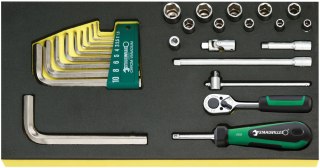 STAHLWILLE Zestaw TCS 1/3 grzechotka 1/4" z akcesoriami + klucze trzpieniowe, 27-częściowy STAHLWILLE