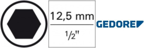 GEDORE Nasadka wkrętakowa 1/2", IMBUS, 6x140mm, 6-kątna, bardzo długa GEDORE