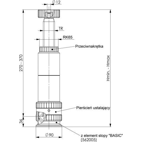 AMF Podpórka śrubowa od systemu modułowego 6425S-406mm AMF