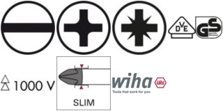 Wiha Zestaw wkrętak + bity, slimBit slimVario® PicoFinish VDE , 4-częściowy Wiha