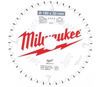 Milwaukee piła tarczowa 190x30x2,4x40z drewno - szybkie cięcie csb ms 4932471314