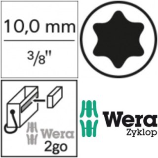 Wera Zest.wkrętak.końców.wym. z funkcją przytrzymywania 3/8" TX-HF10-50x35/38,5mm 9-cz. Wera