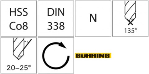 GÜHRING Wiertlo z krótkim rowkiemwiór.D338 HSS-Co8% Raptor 6,0mm GÜHRING GÜHRING Wiertlo z krótkim rowkiemwiór.D338 HSS-Co8% Raptor 6,0mm GÜHRING