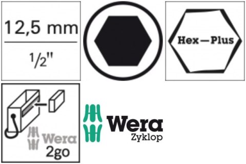 Wera Komplet nasadek wkrętakówych 1/2"9-cz. Hex z przytrzymaniem