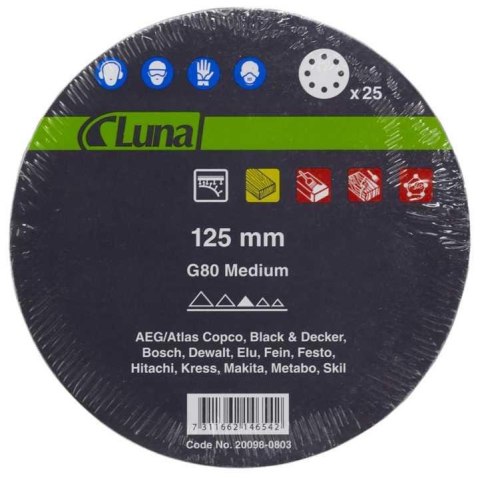 Luna Krążek ścierny papierowy 125 G120 8-H NO-FILL Luna