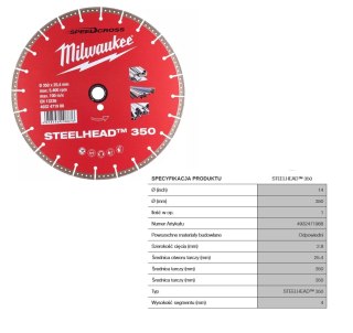 Milwaukee tarcza diamentowa steelhead 350mm 4932471988