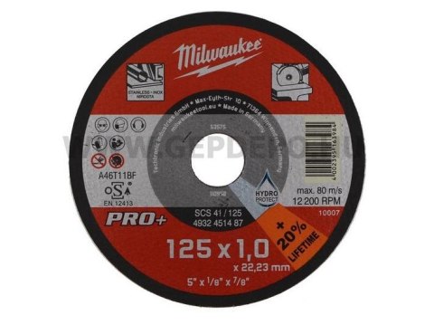 Milwaukee tarcza do metalu 125 x 1,0 x 22,2mm pro+, inox 4932451488 4932451488