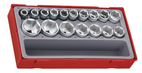 Teng Tools 17-elementowy zestaw nasadek 6-kątnych z chwytem kwadratowym 1/2", Teng Tools TT1217-6