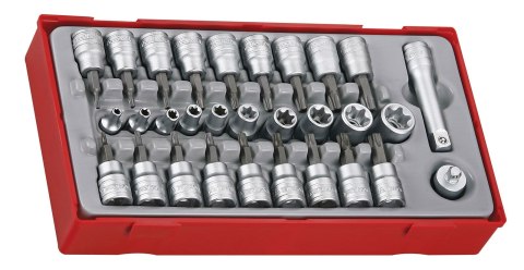 Teng Tools 30-elementowy zestaw nasadek TX z chwytem kwadratowym 1/4" i 3/8", Teng Tools TTTX30