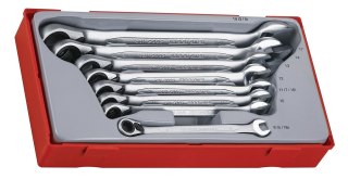 Teng Tools 8-elementowy zestaw kluczy płasko-oczkowych zapadkowych Teng Tools TT6508R