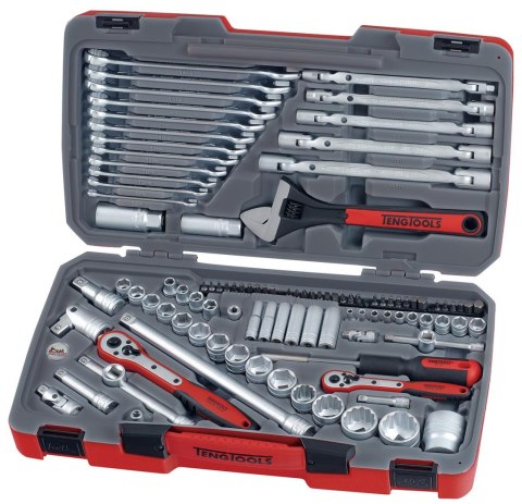 Teng Tools 106-elementowy zestaw narzędzi nasadowych z chwytem kwadratowym 1/4", 3/8" i 1/2". Teng Tools TM106