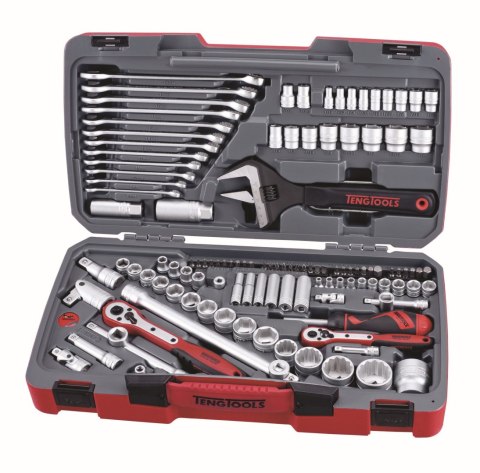 Teng Tools 127-elementowy zestaw narzędzi nasadowych. Z chwytem kwadratowym 1/4", 3/8" i 1/2". Teng Tools TM127