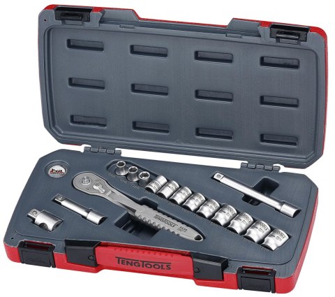 Teng Tools 16-elementowy zestaw narzędzi nasadowych nierdzewnych z chwytem kwadratowym 3/8". Teng Tools TS3816