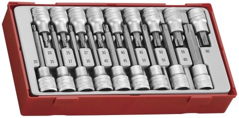 Teng Tools 18-elementowy zestaw grotów nasadkowych typu TX z chwytem kwadratowym 1/2" Teng Tools TTTX18