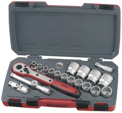 Teng Tools 20-elementowy zestaw narzędzi nasadowych calowych z chwytem kwadratowym 1/2". Teng Tools T1220AF