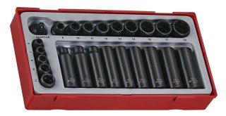 Teng Tools 24-elementowy zestaw nasadek udarowych z chwytem kwadratowym 1/4" i 3/8" Teng Tools TT9024